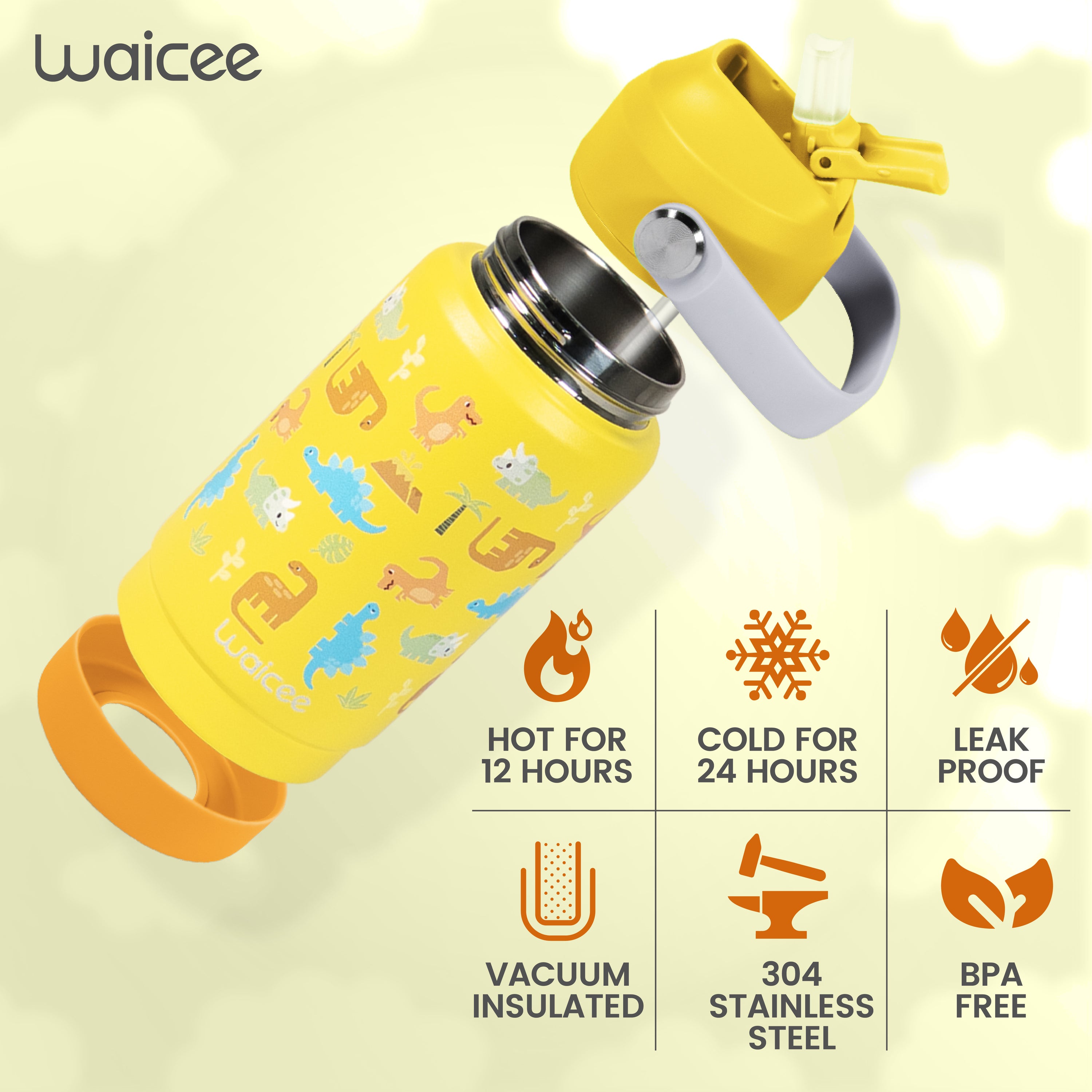Beige Dinosaur 2.0 Bottle with Handle - 12oz / 350ml
